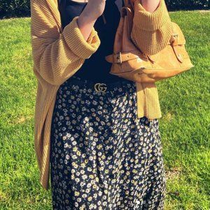 ZARA floral pattern button up midi-skirt